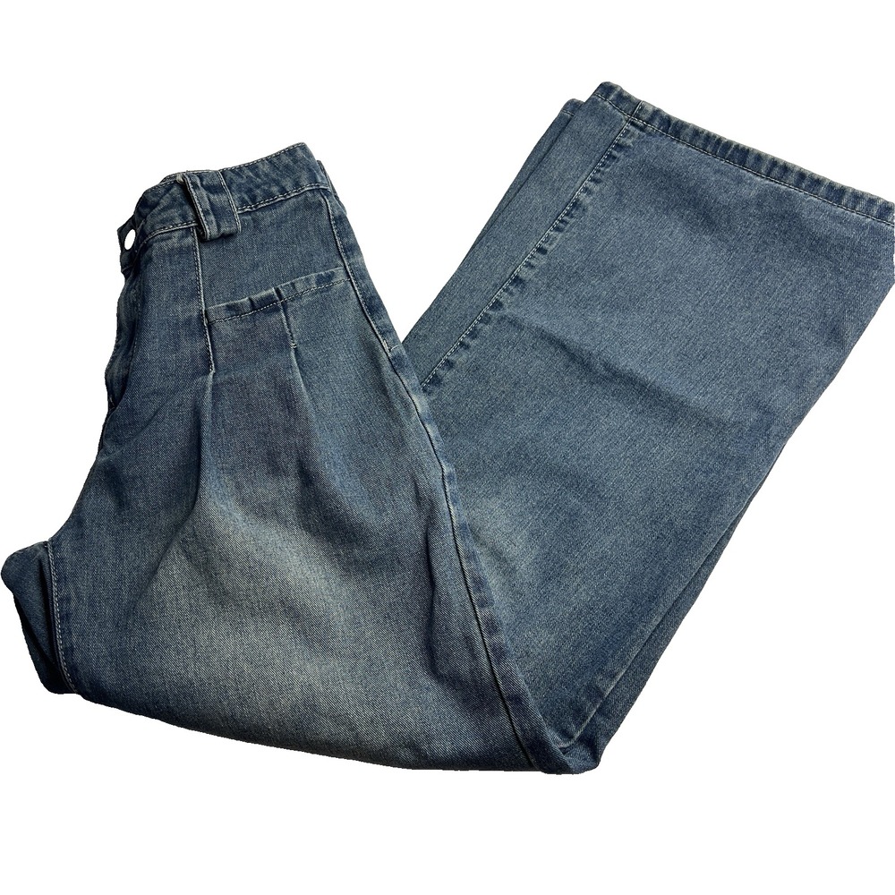 Dazy Distressed Blue Jeans Women L Wide Leg Y2K Style
